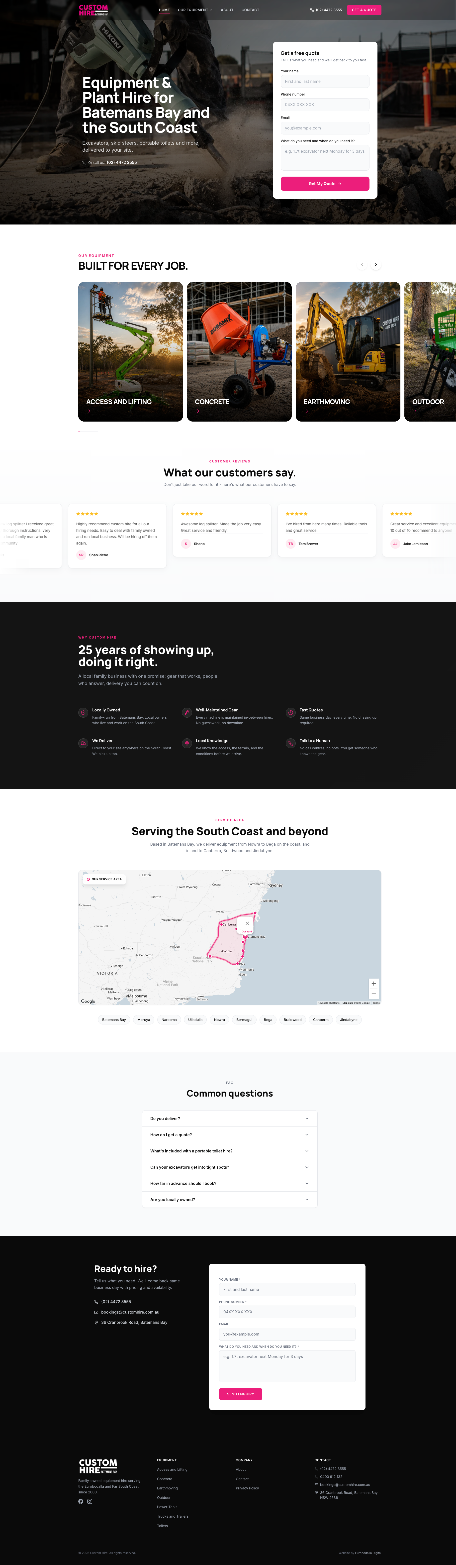 Custom Hire website