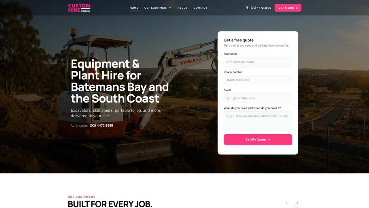Custom Hire website
