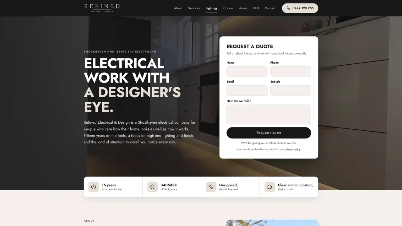 Refined Electrical & Design website